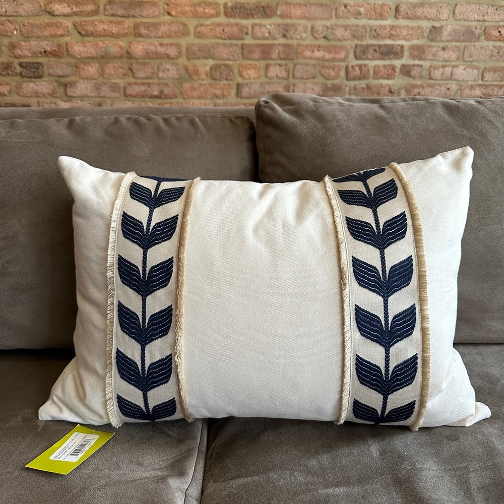 Eastern Accents Niche Akela Blue Lumbar Decorative Pillow with insert 16 x 22